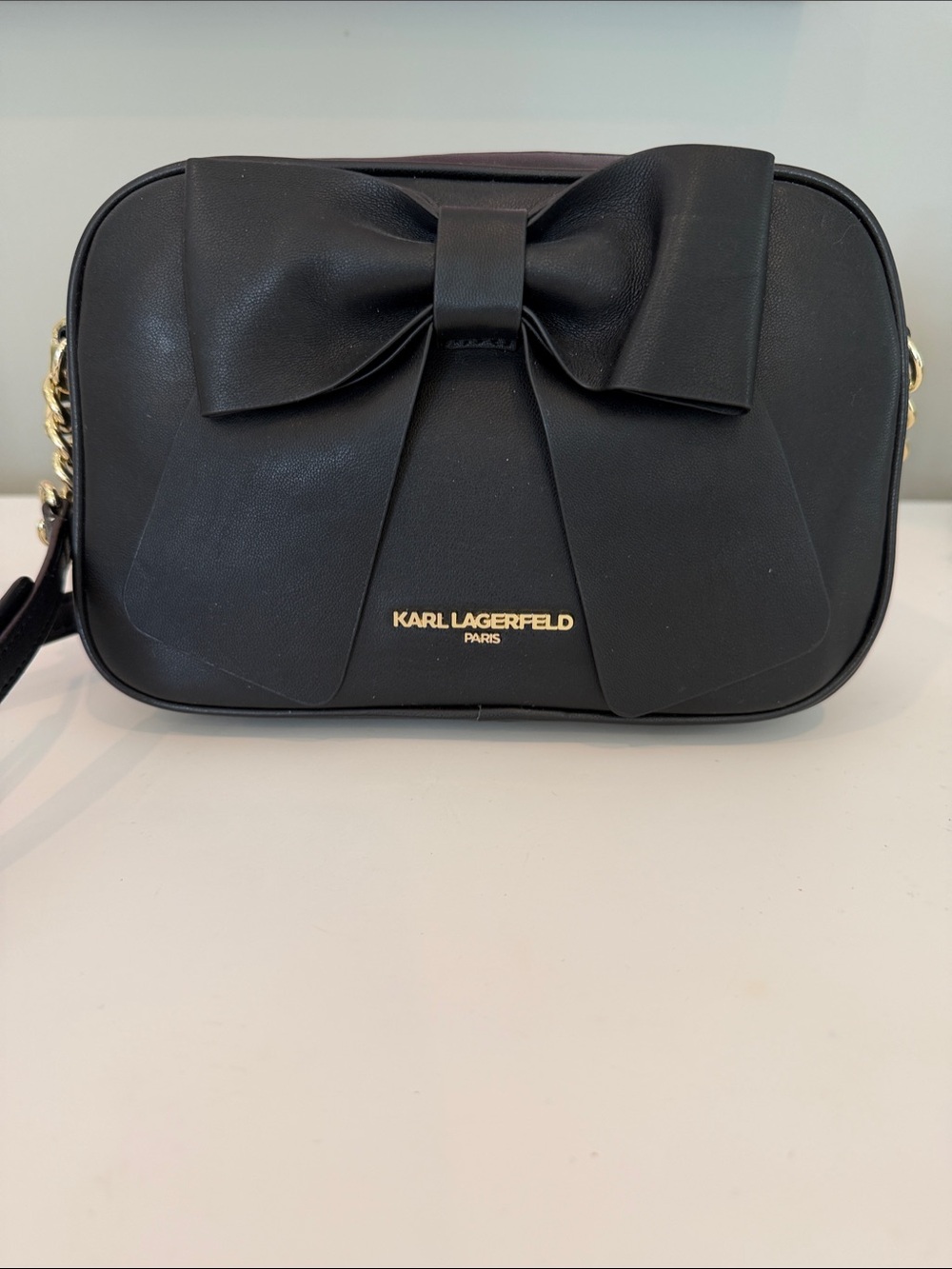 Karl Lagerfeld Black Bow Crossbody Camera Bag